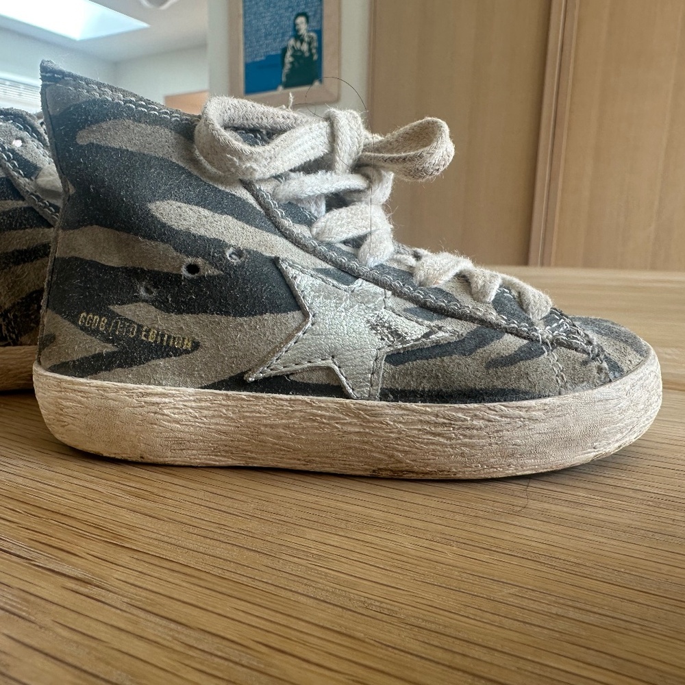 Golden Goose Toddle Shoes, Zebra Suede, Size 21EU/5US